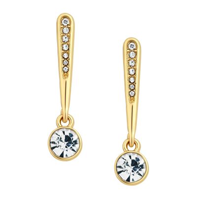 Gold embellished stick and crystal drop earring